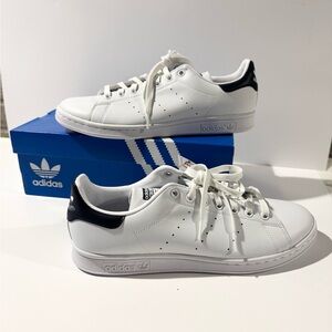 Adidas Originals Stan Smith Leather Sneakers Core White Navy Men’s Size 10 NEW